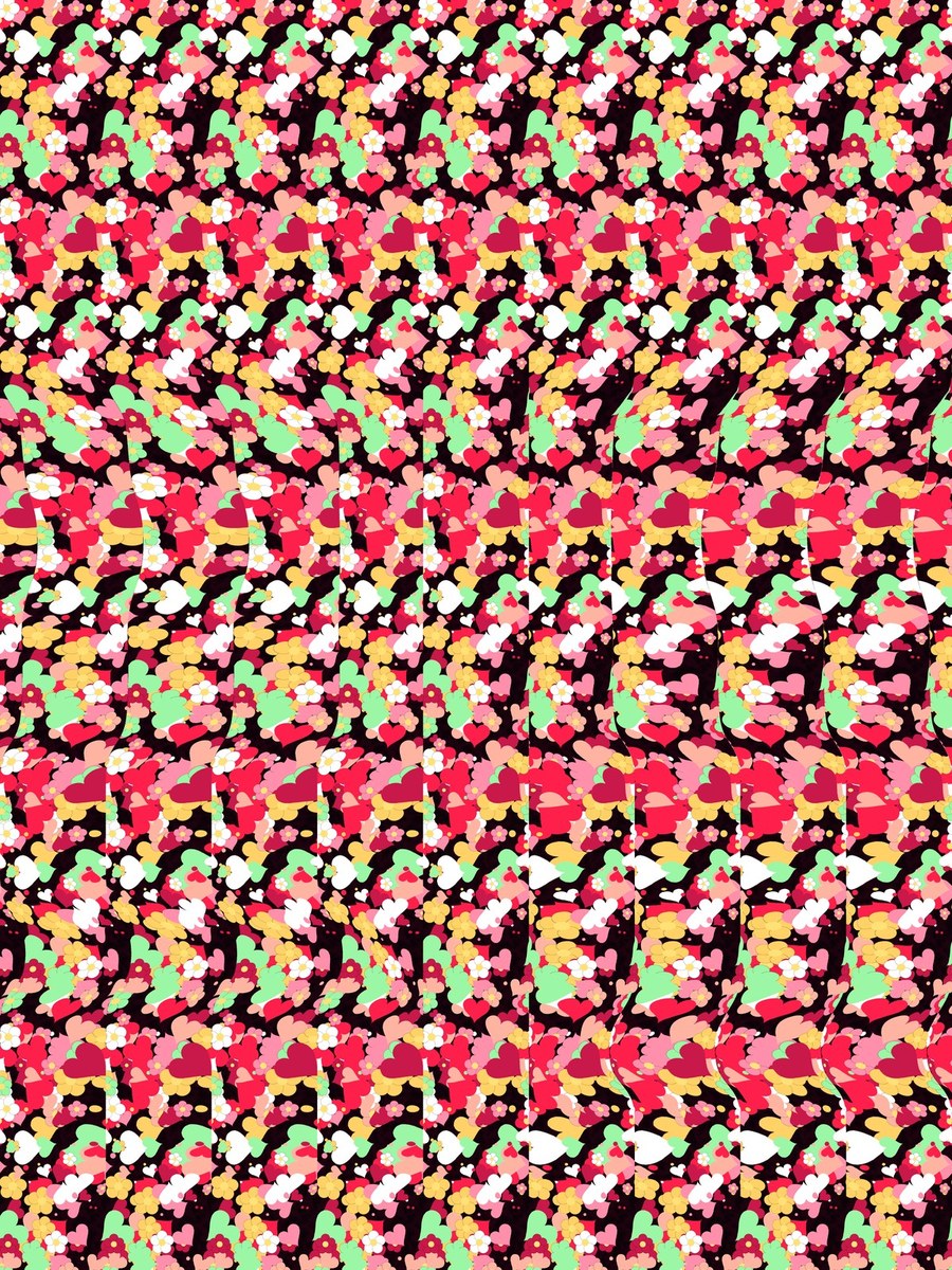 Secret Rose Bloom full stereogram pattern, flat view