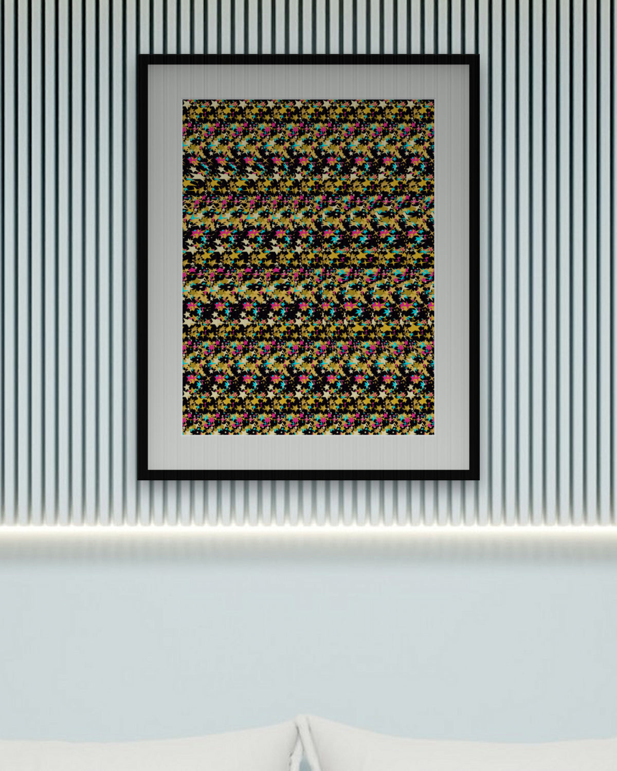 Spotlight Microphone hidden 3D art print, framed in a calm bedroom