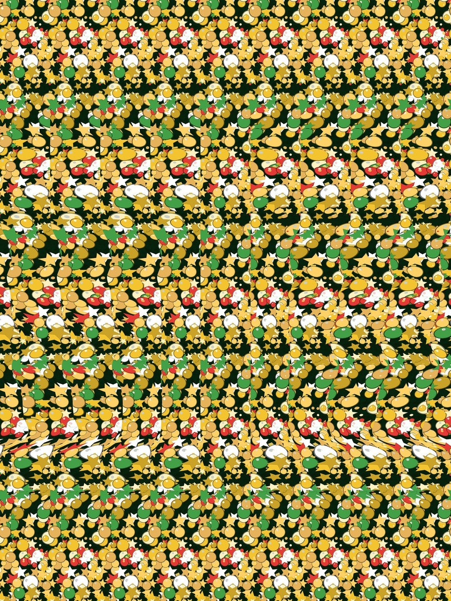 Starlit Christmas Tree full stereogram pattern, flat view