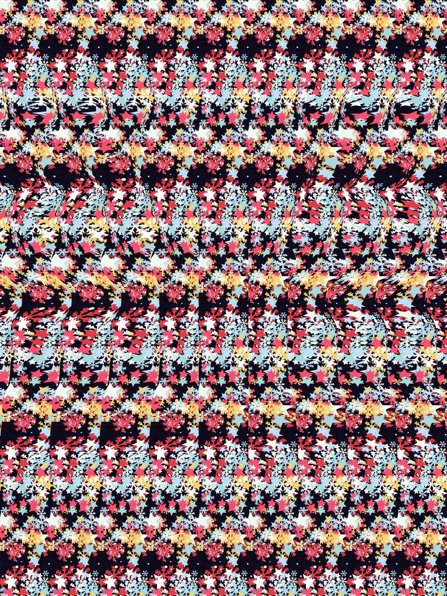 Midnight Reindeer Reveal full stereogram pattern, flat view