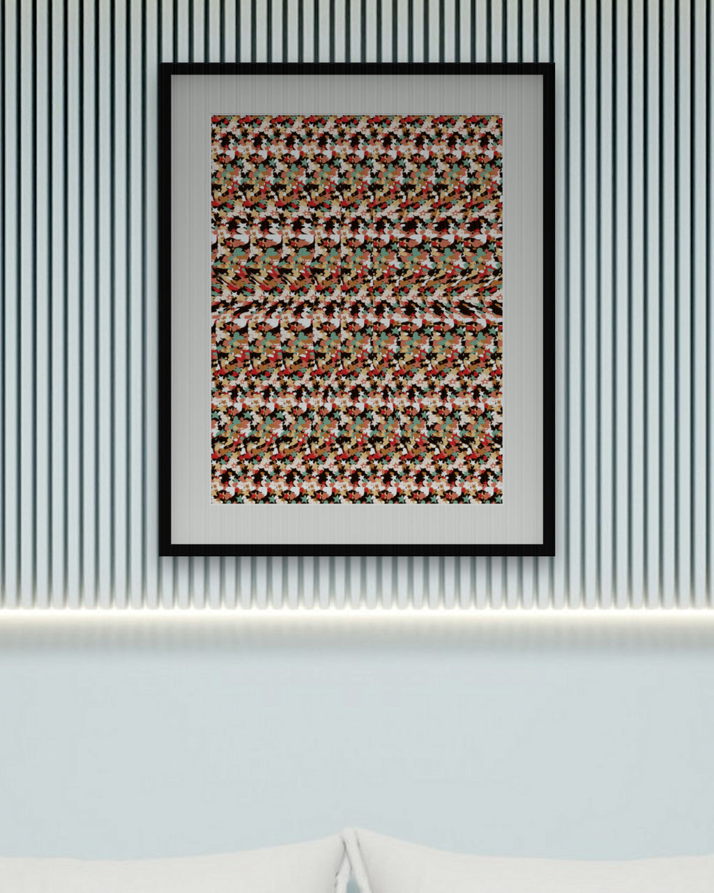 Gingerbread Cookie Secret hidden 3D art print, framed in a calm bedroom