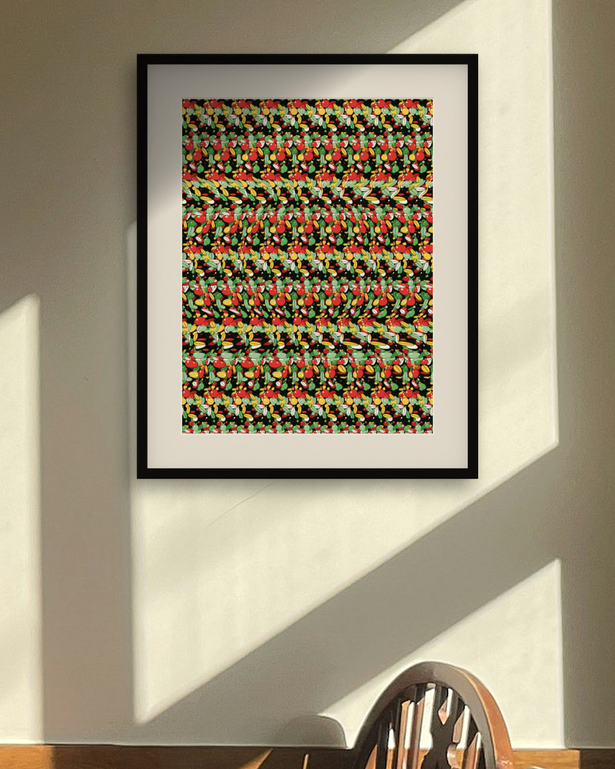 Welcome Wreath Hideaway hidden 3D art print, framed in a sunlit dining nook