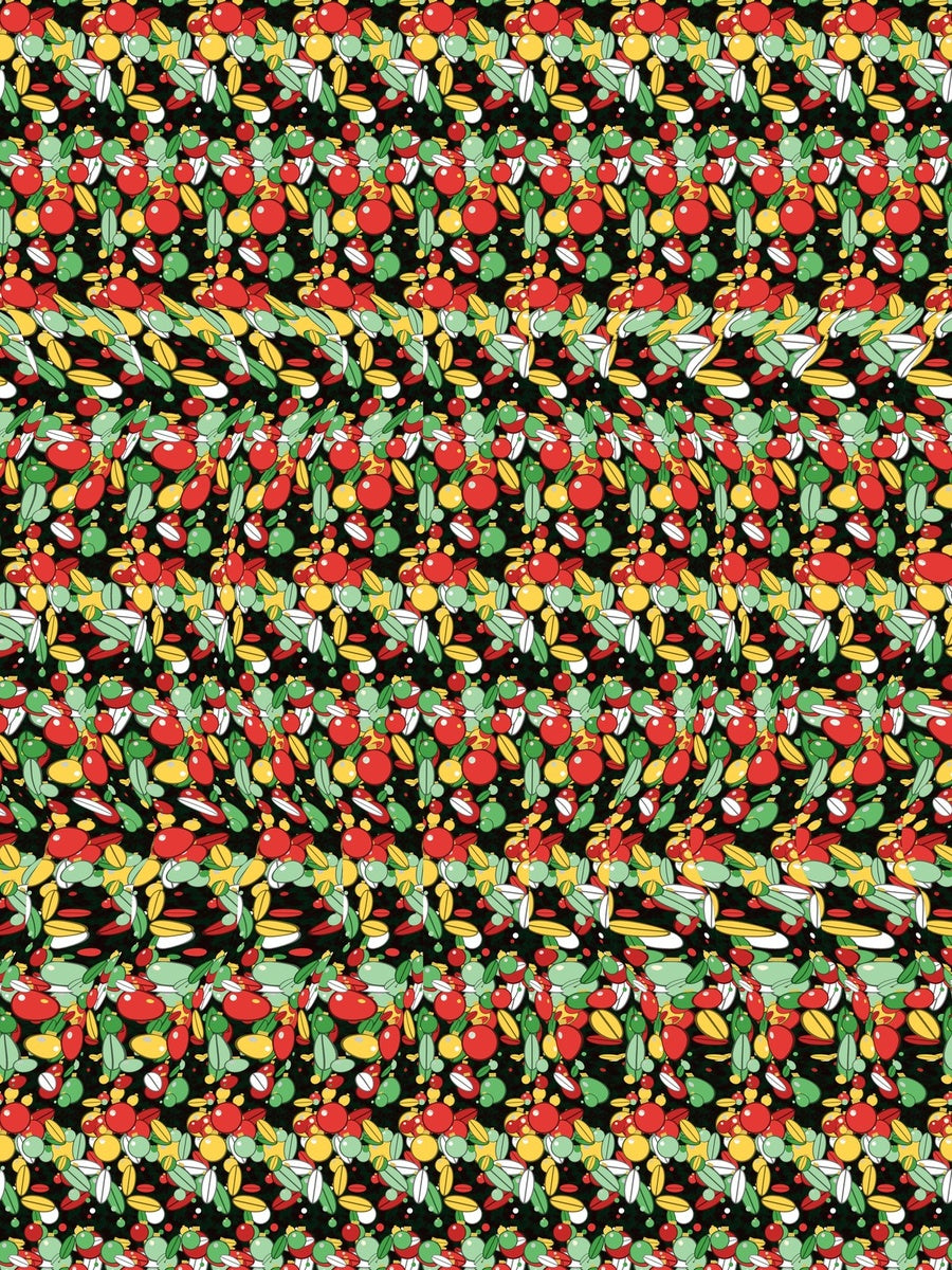 Welcome Wreath Hideaway full stereogram pattern, flat view