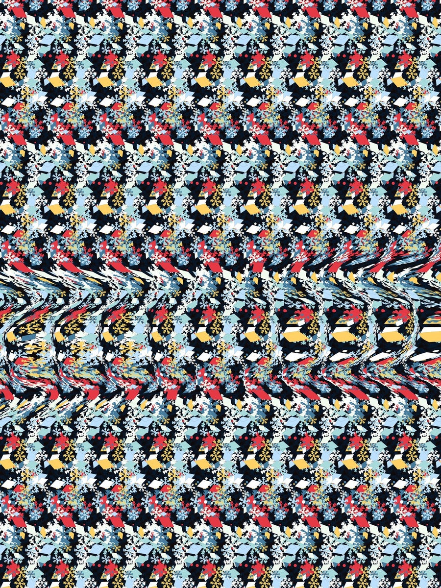 Snow Day Sled Ride full stereogram pattern, flat view