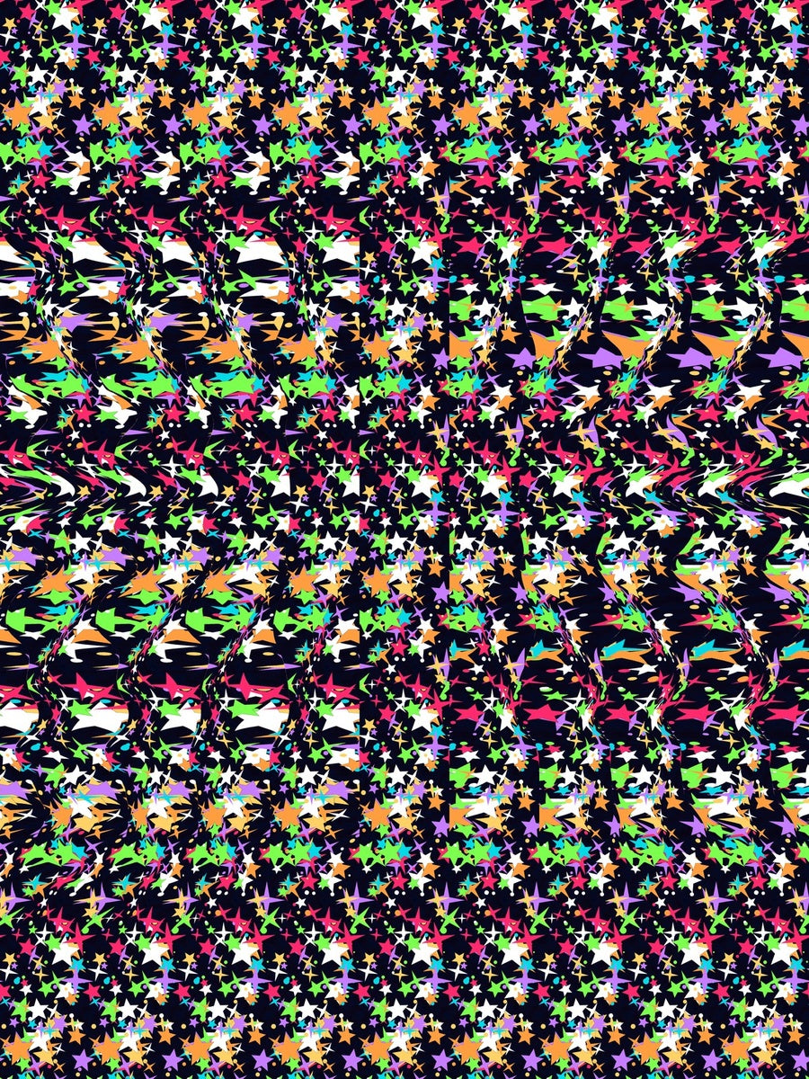 New Year Fireworks Burst full stereogram pattern, flat view