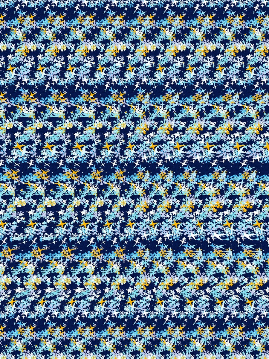Little Penguin Waddle full stereogram pattern, flat view