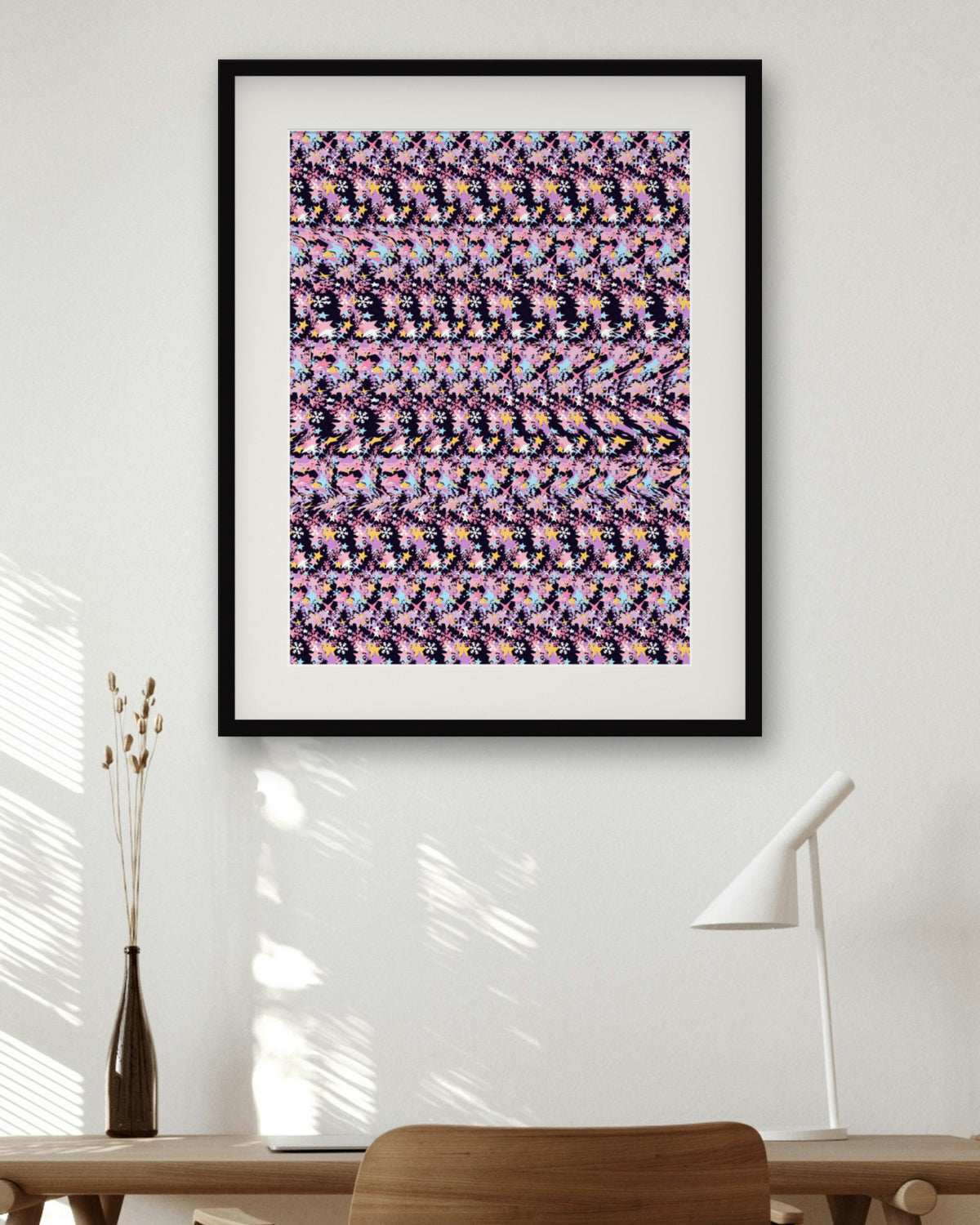 Frozen Pond Ice Skate hidden 3D art print, framed in a home office
