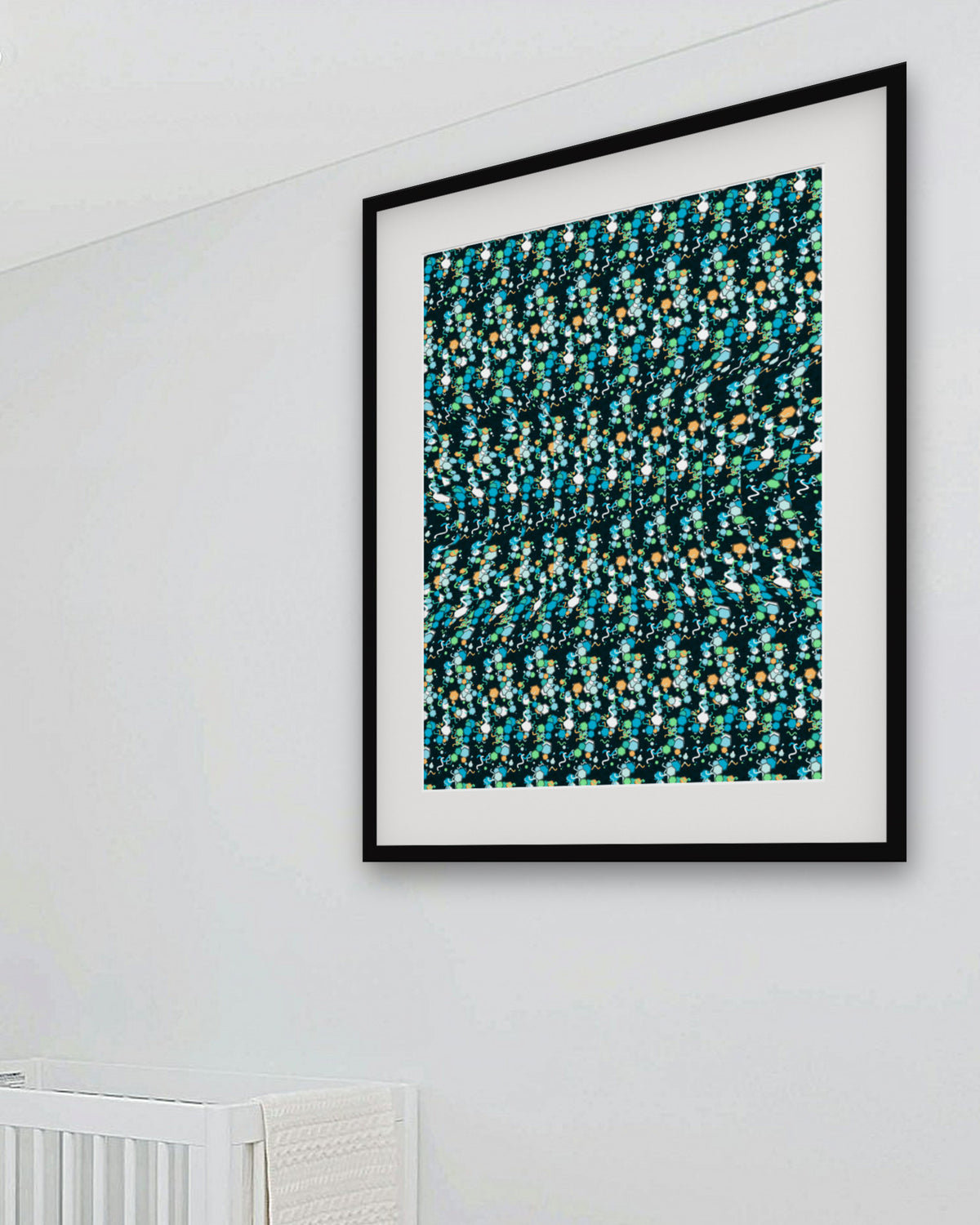 Wise Sea Turtle hidden 3D art print, framed in a bright kids / teen bedroom