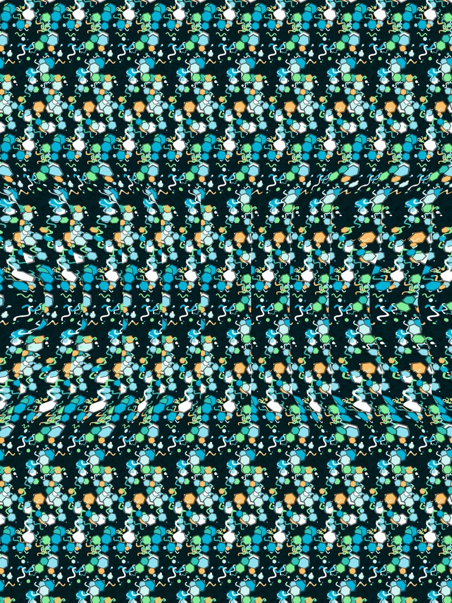 Wise Sea Turtle full stereogram pattern, flat view