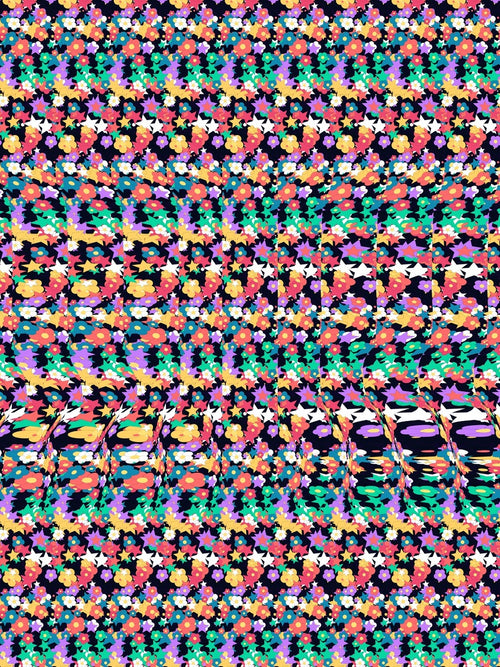 Curious Octopus Hideout full stereogram pattern, flat view