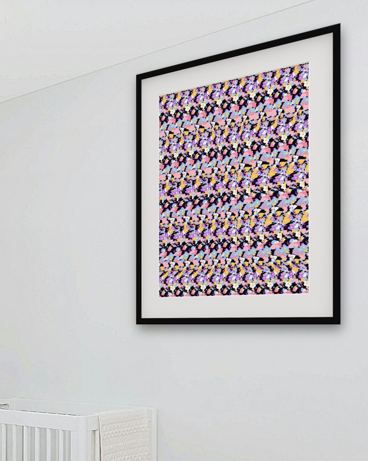 Hidden Bunny Hop hidden 3D art print, framed in a bright kids / teen bedroom