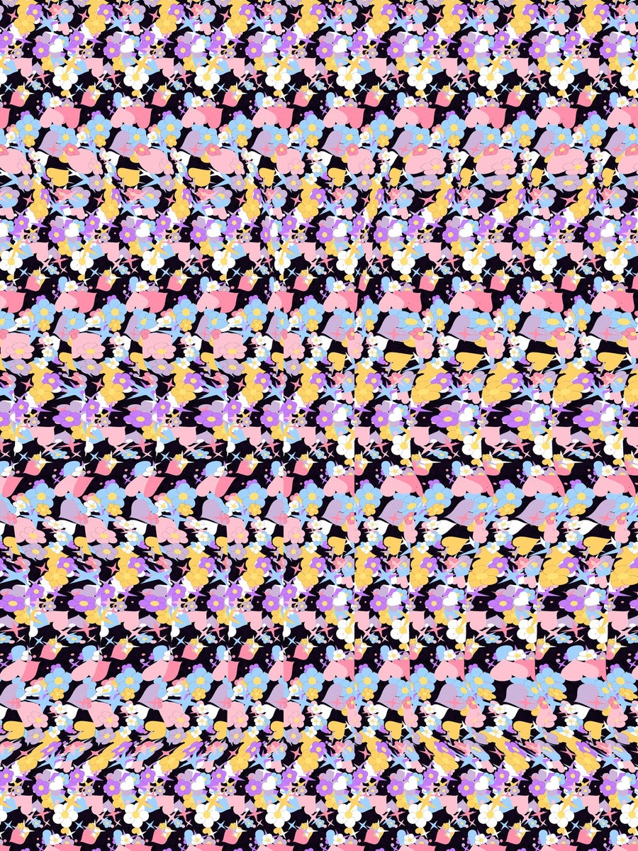 Hidden Bunny Hop full stereogram pattern, flat view