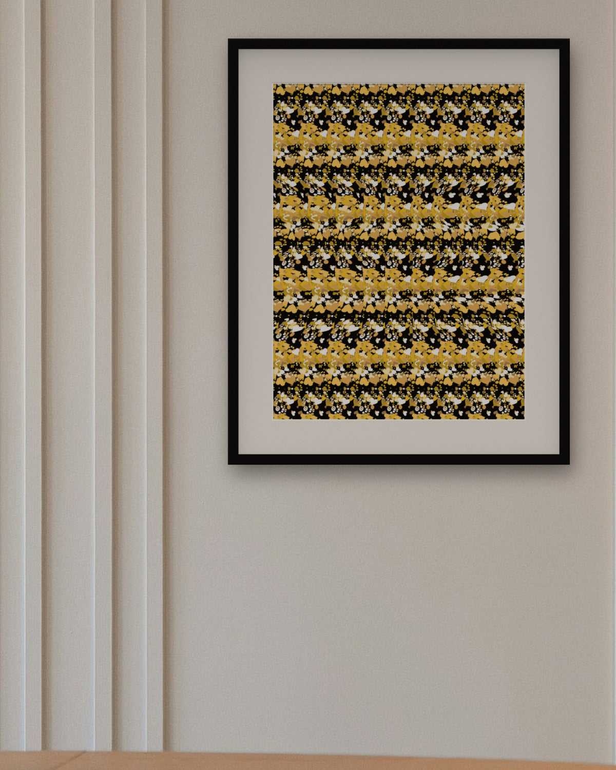 Faithful Paw Print hidden 3D art print, framed in a panelled dining room