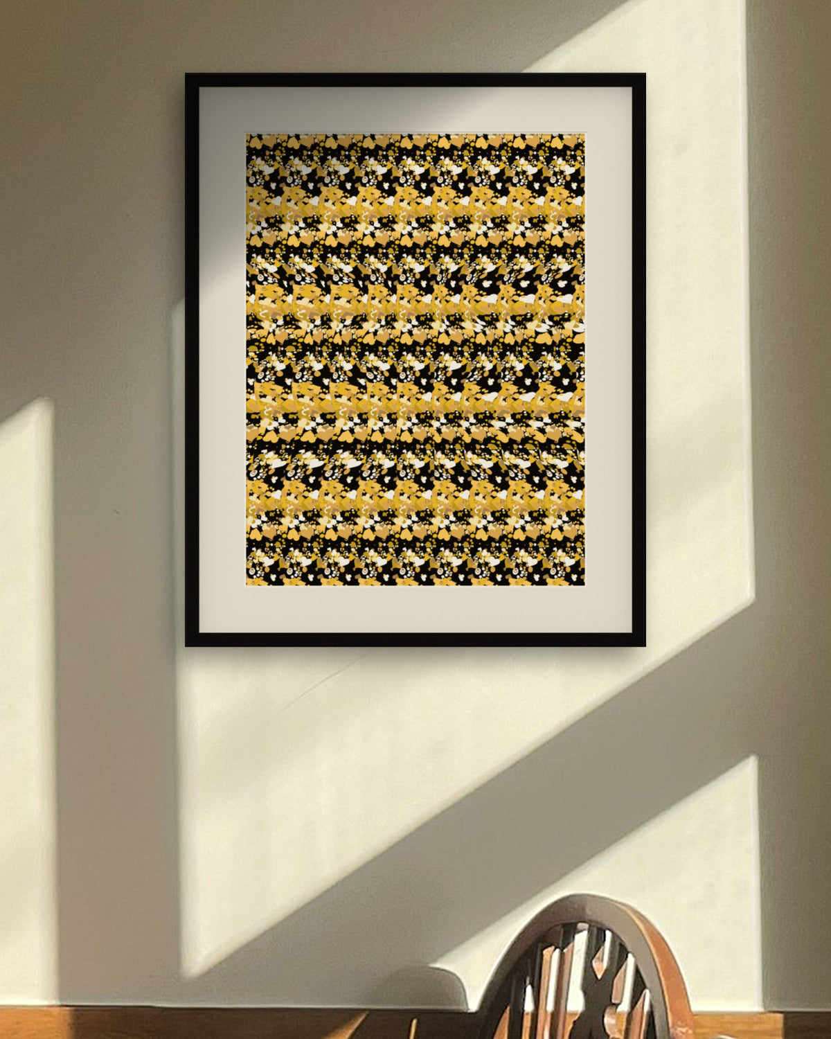Faithful Paw Print hidden 3D art print, framed in a sunlit dining nook