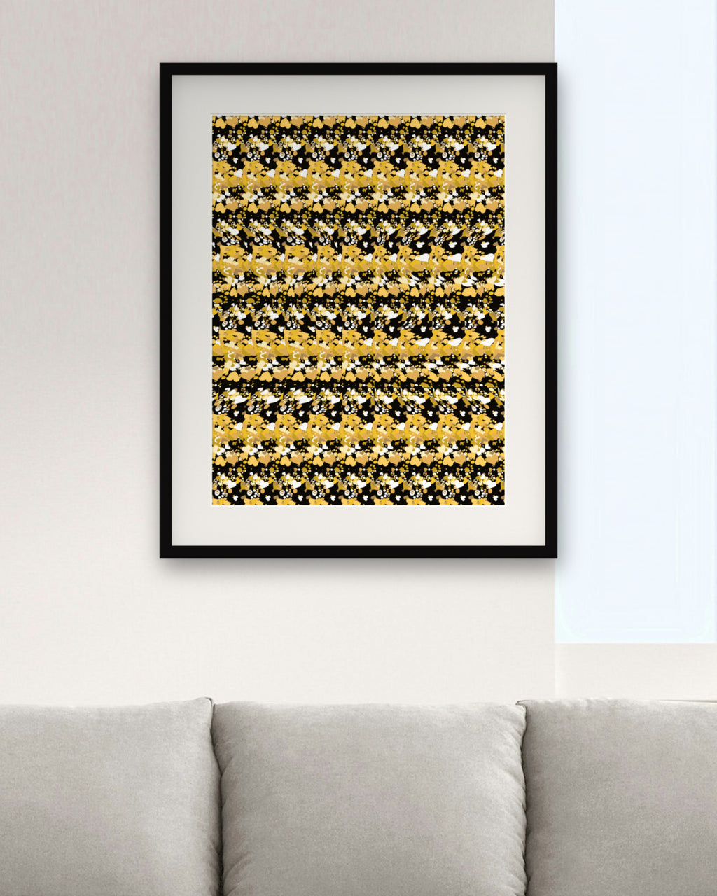 Faithful Paw Print hidden 3D art print, framed in a modern living room