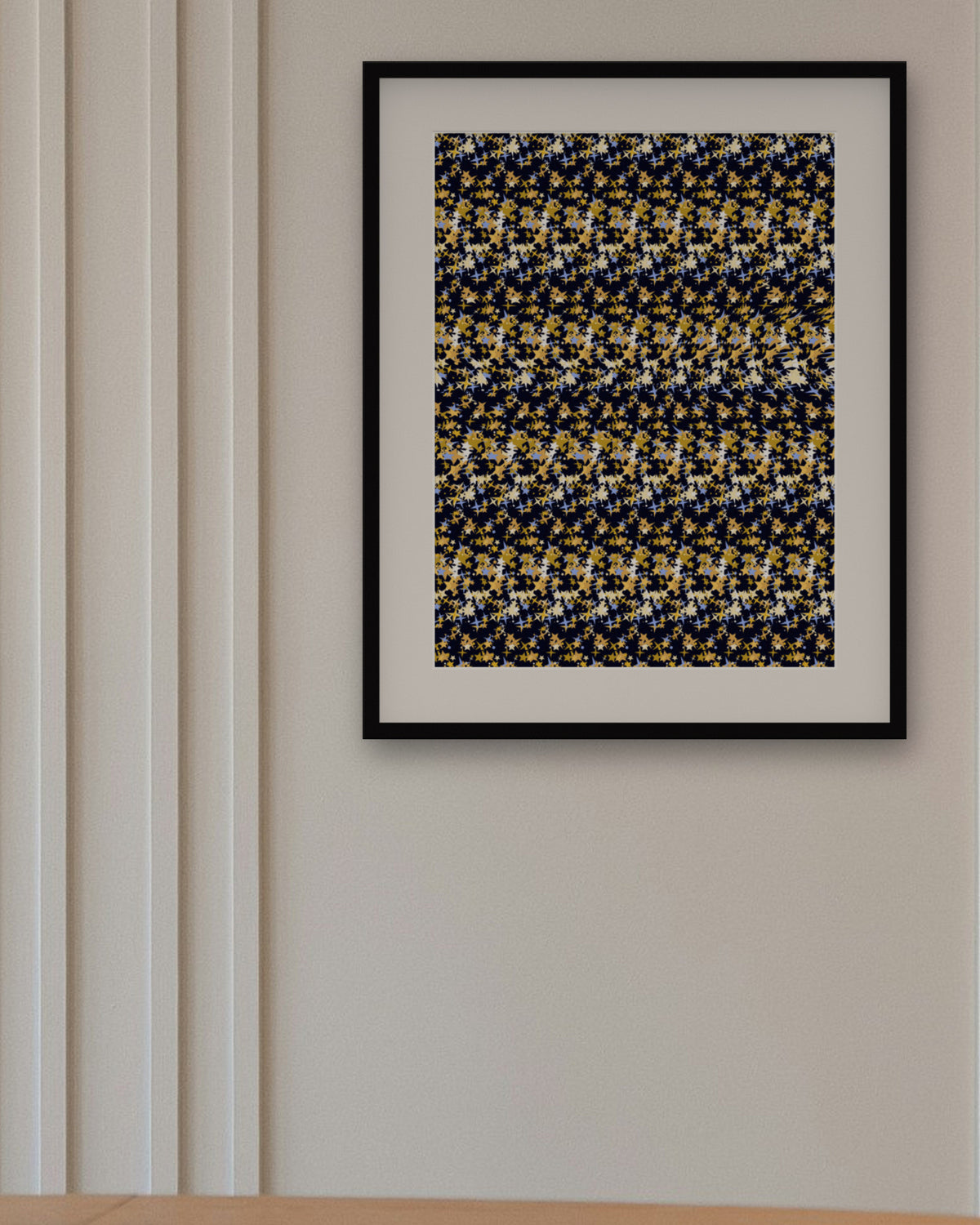 Make-a-Wish Shooting Star hidden 3D art print, framed in a panelled dining room