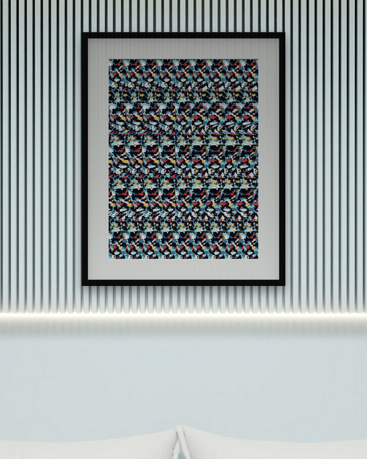 Steady Anchor Reveal hidden 3D art print, framed in a calm bedroom