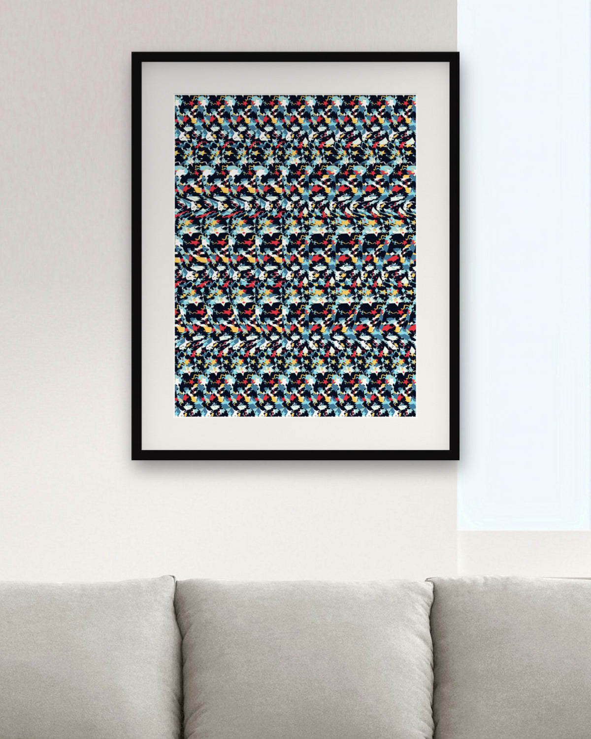 Steady Anchor Reveal hidden 3D art print, framed in a modern living room