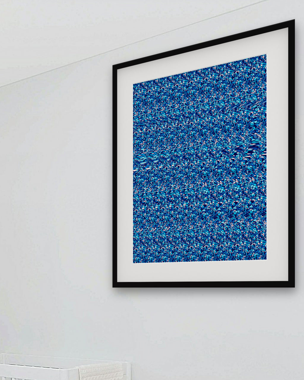 Nine Lights Menorah Glow hidden 3D art print, framed in a bright kids / teen bedroom