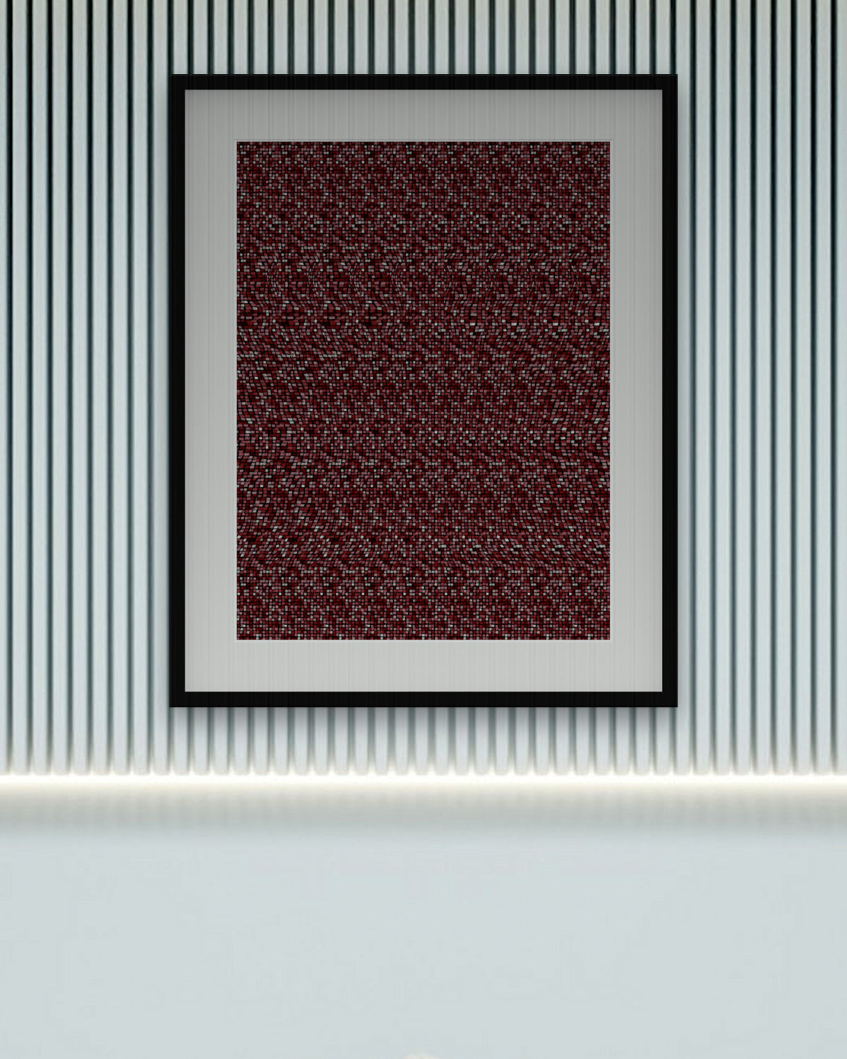 Glass Bauble Glow hidden 3D art print, framed in a calm bedroom