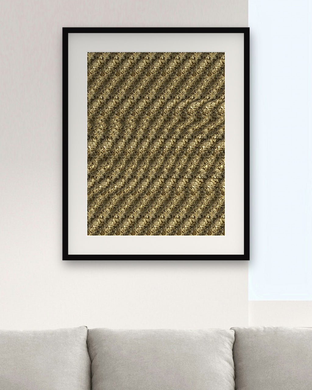 Orchard Apple Reveal hidden 3D art print, framed in a modern living room