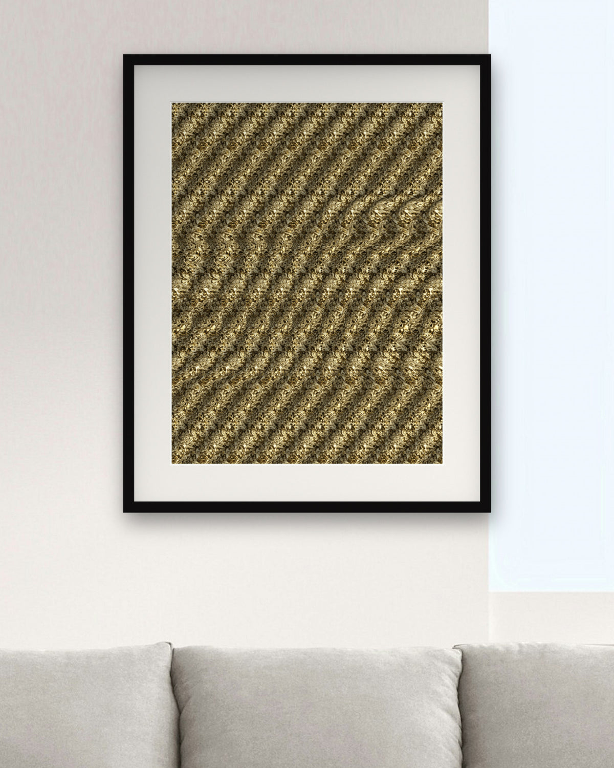 Orchard Apple Reveal hidden 3D art print, framed in a modern living room