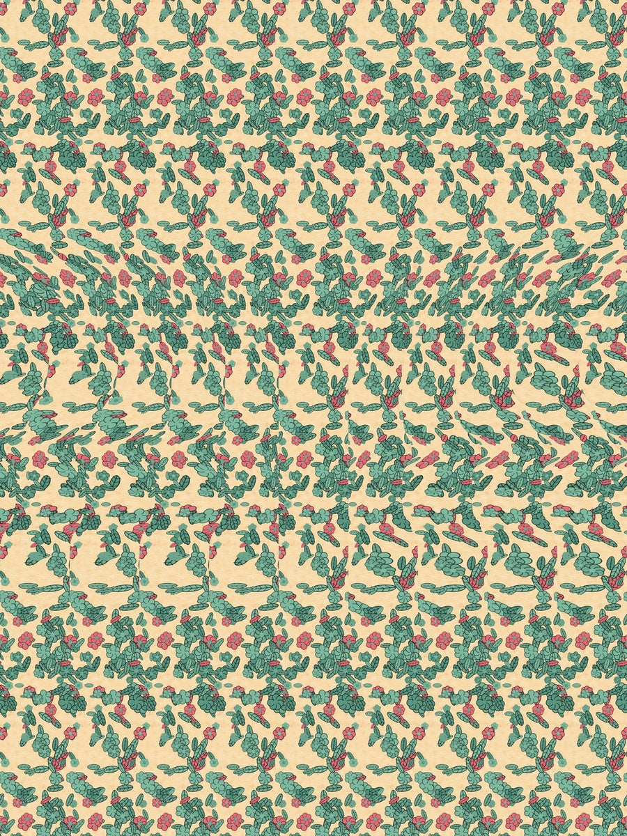 Holly Berry Sprig full stereogram pattern, flat view
