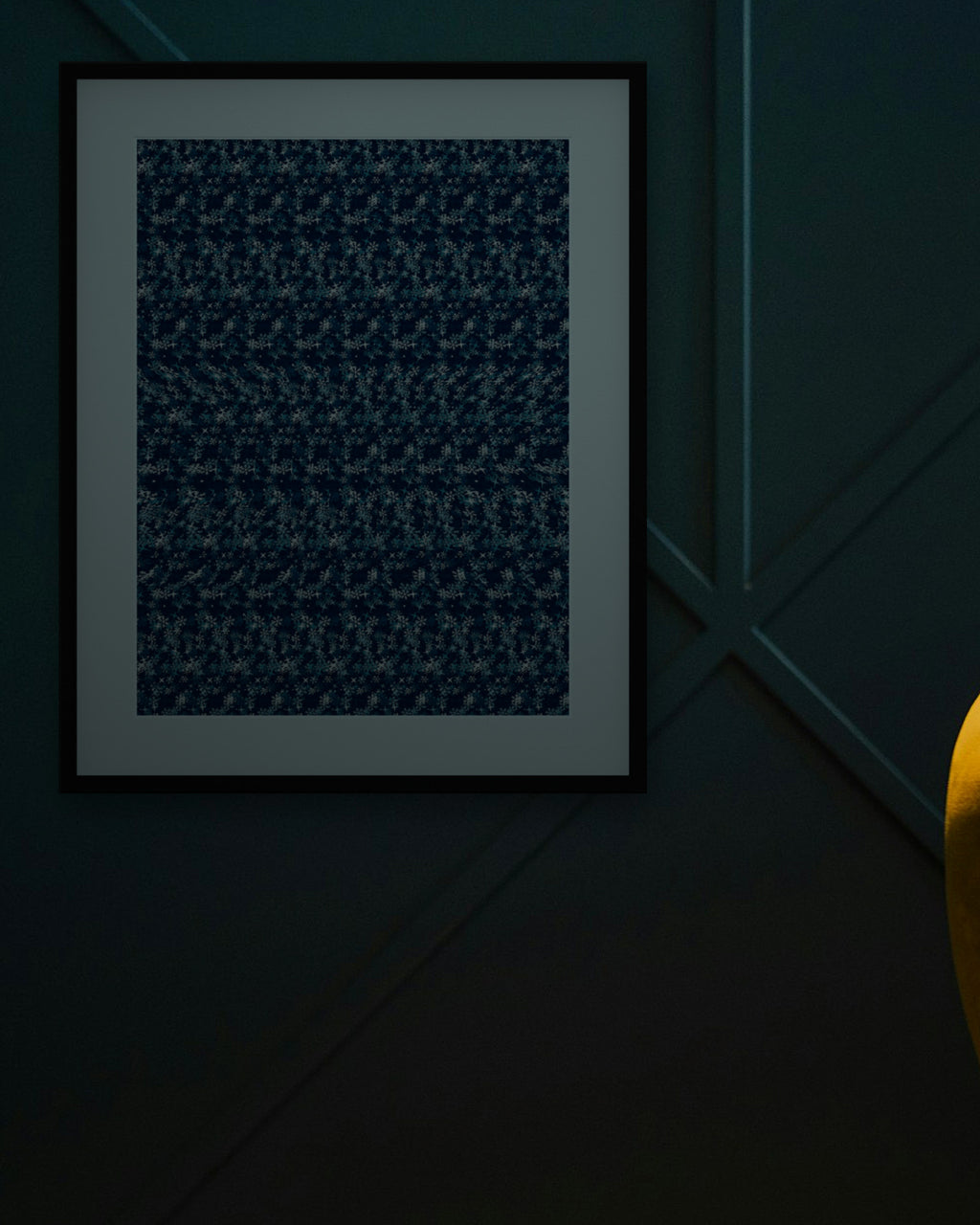 Arctic Polar Bear Trek hidden 3D art print, framed in a dark luxury lounge
