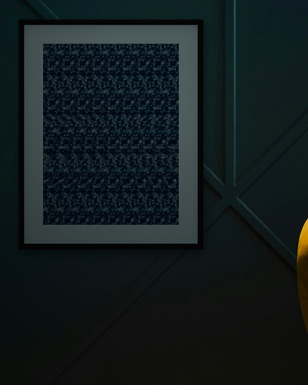 Arctic Polar Bear Trek hidden 3D art print, framed in a dark luxury lounge