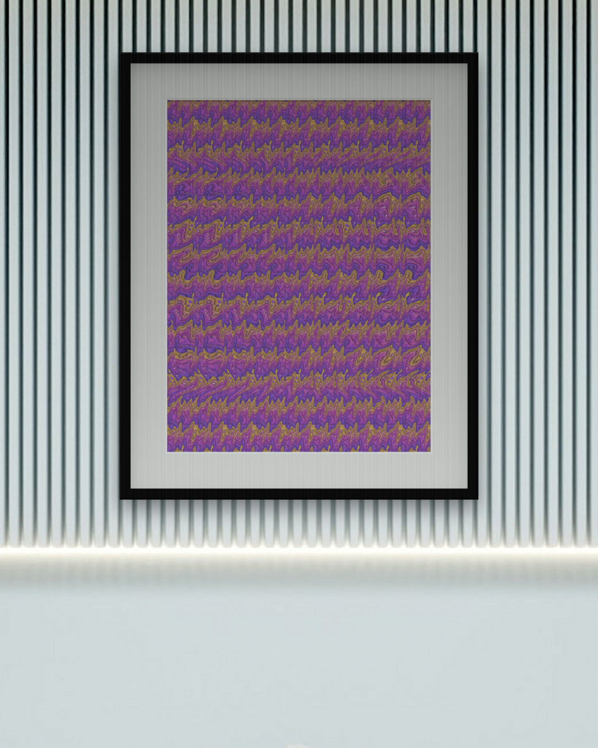 Countdown Hourglass hidden 3D art print, framed in a calm bedroom