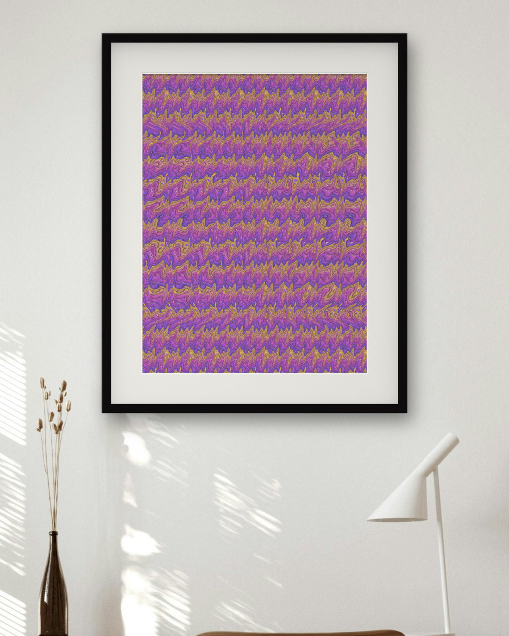 Countdown Hourglass hidden 3D art print, framed in a home office