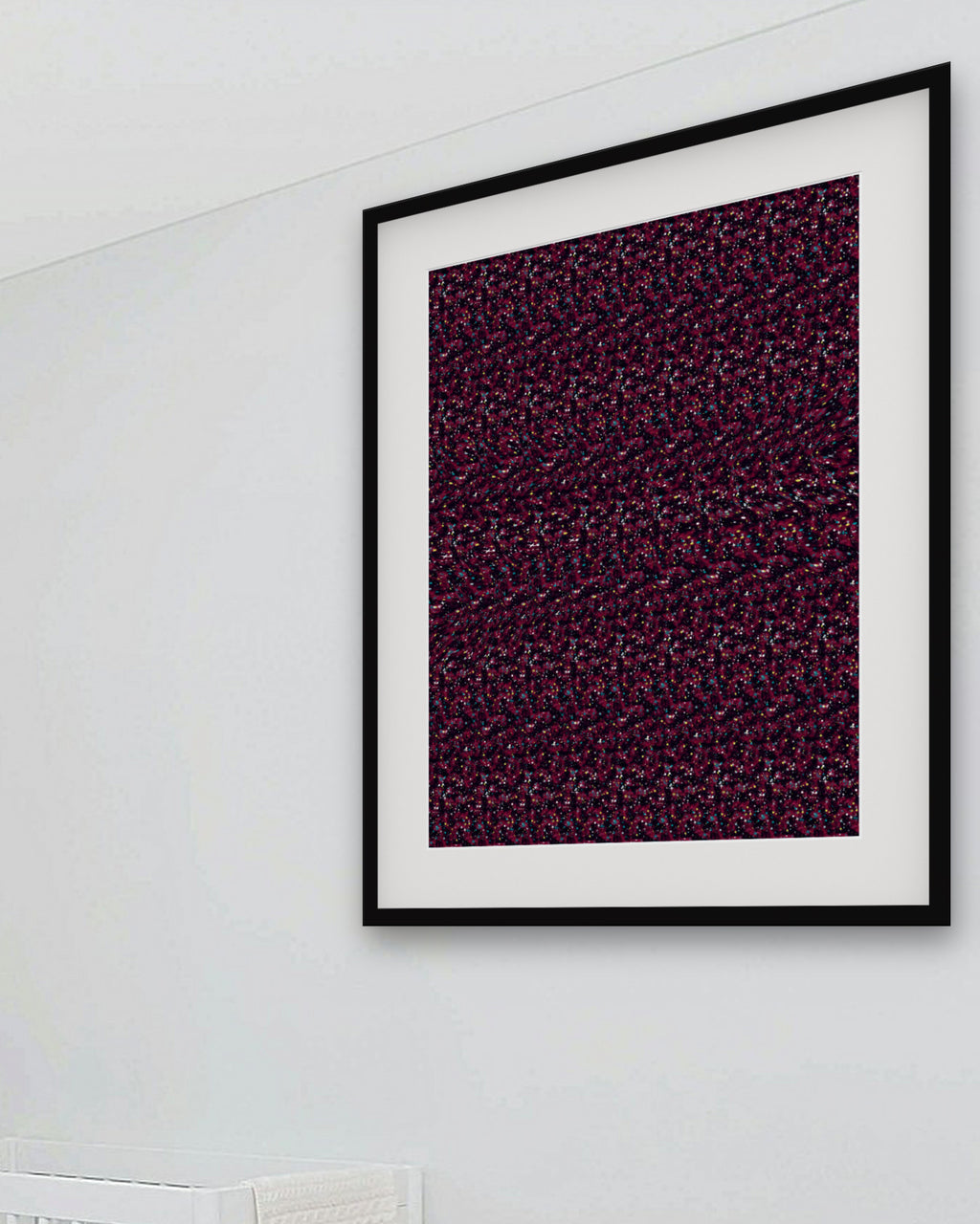 Orbiting Satellite hidden 3D art print, framed in a bright kids / teen bedroom