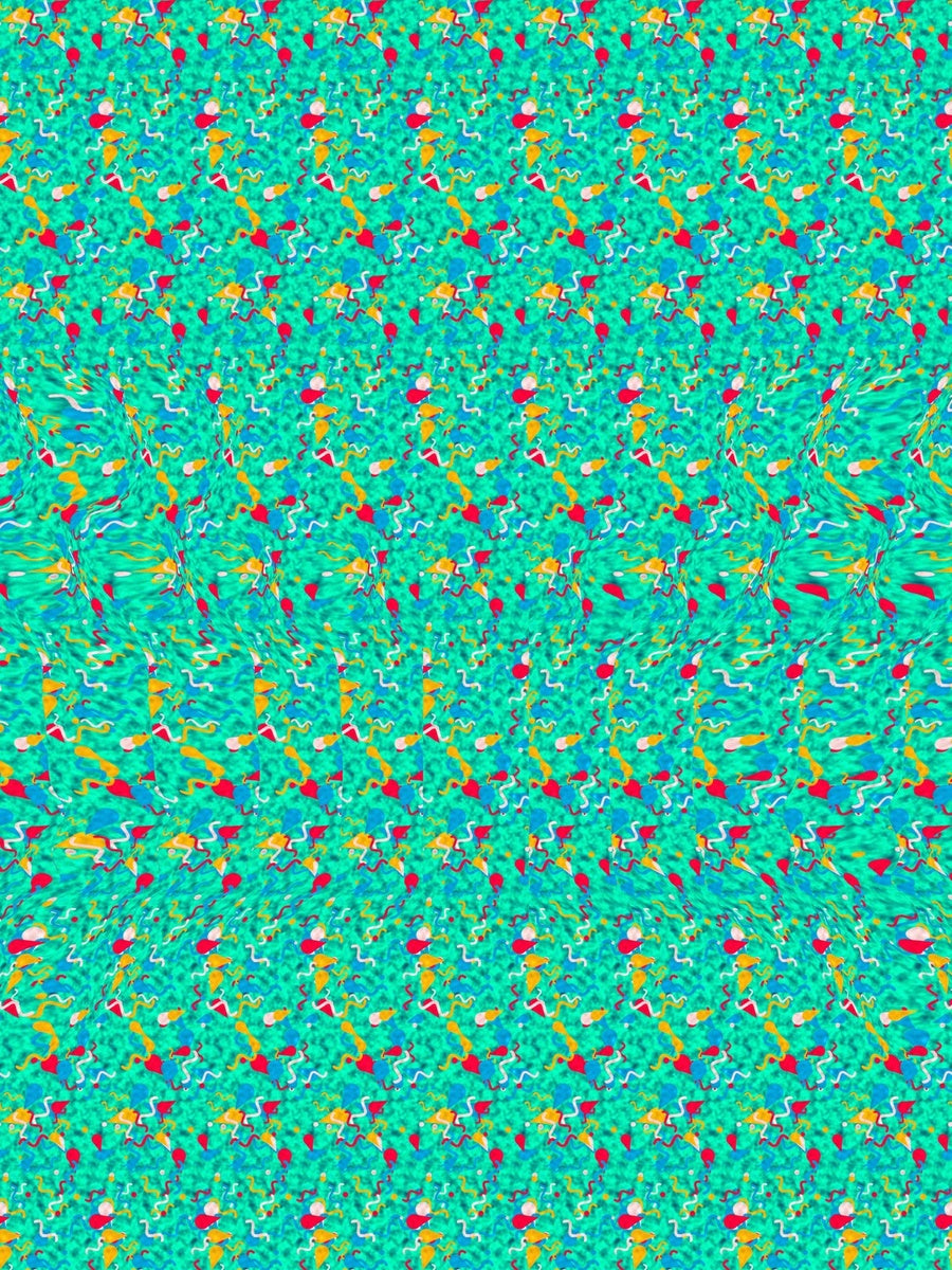Sideways Crab Surprise full stereogram pattern, flat view