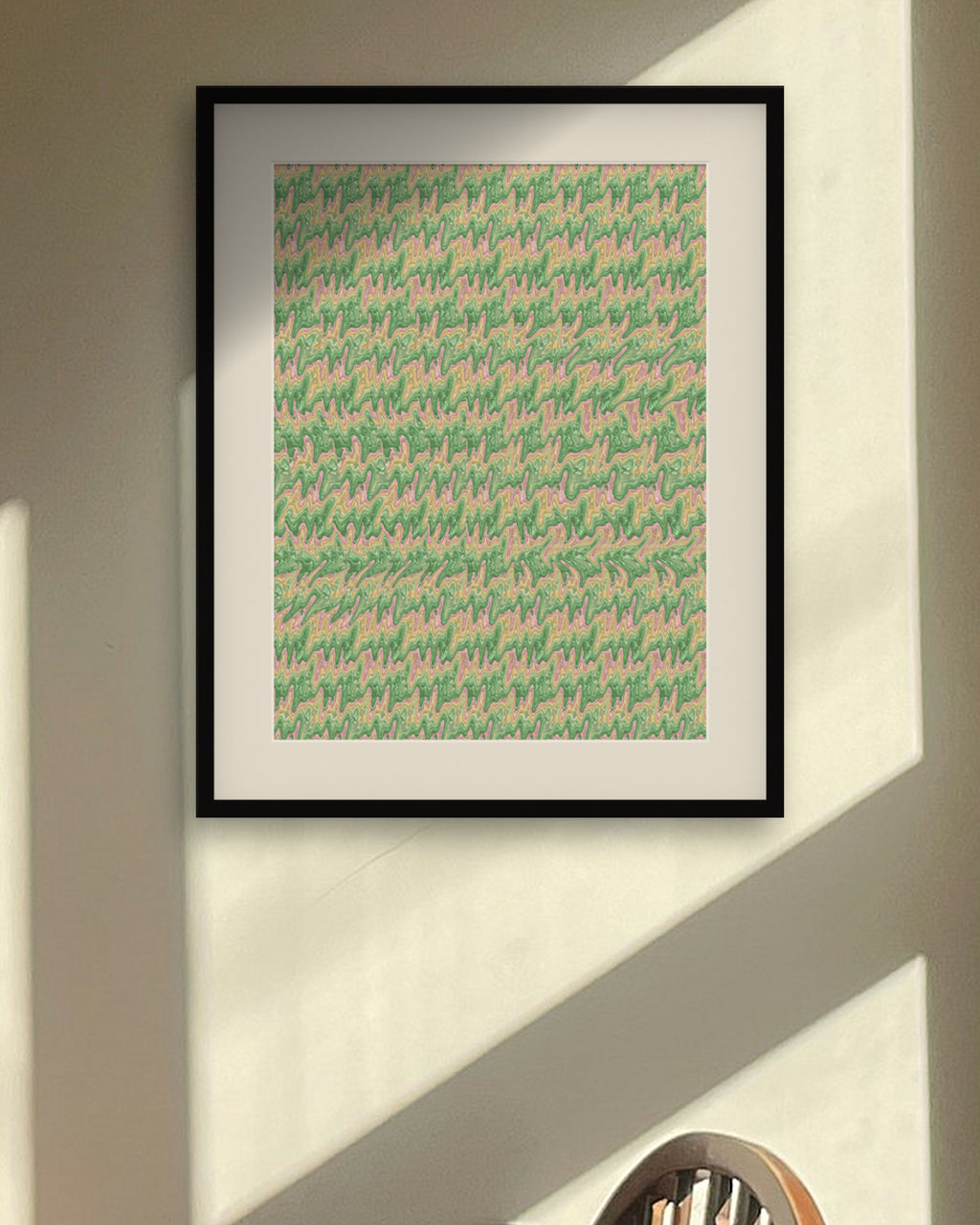 Winter Cardinal Perch hidden 3D art print, framed in a sunlit dining nook