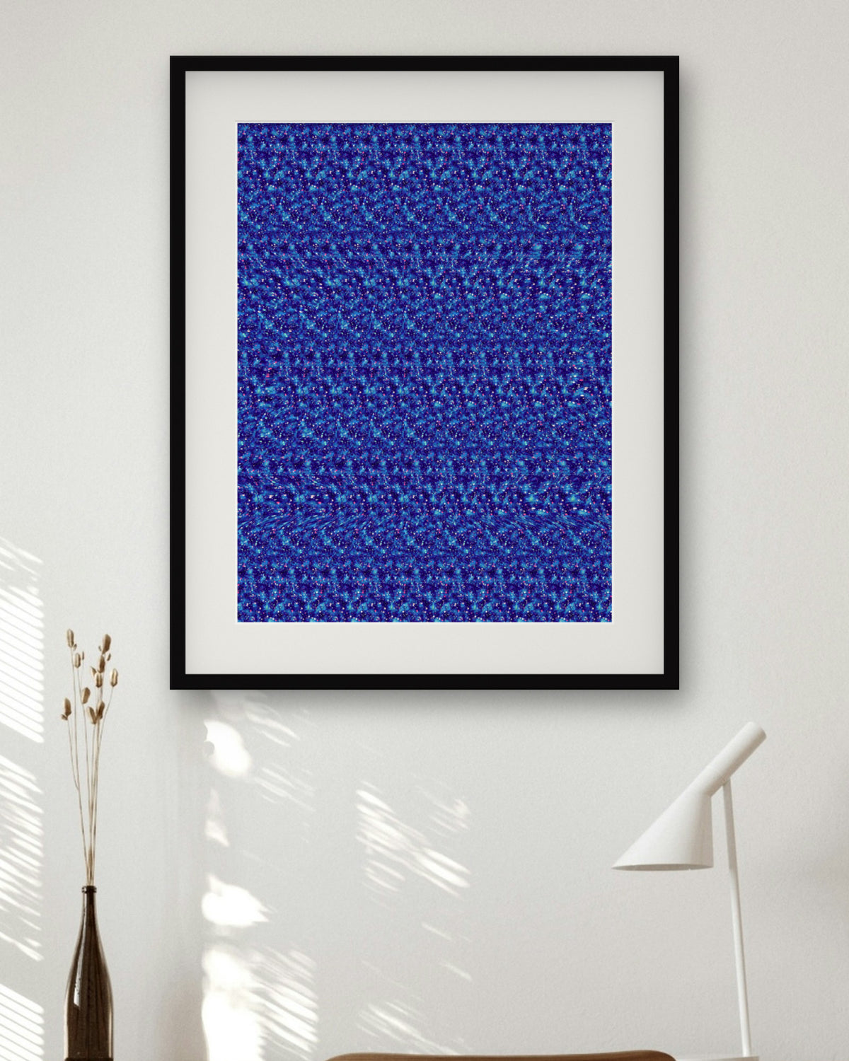 Astronaut Helmet Reveal hidden 3D art print, framed in a home office