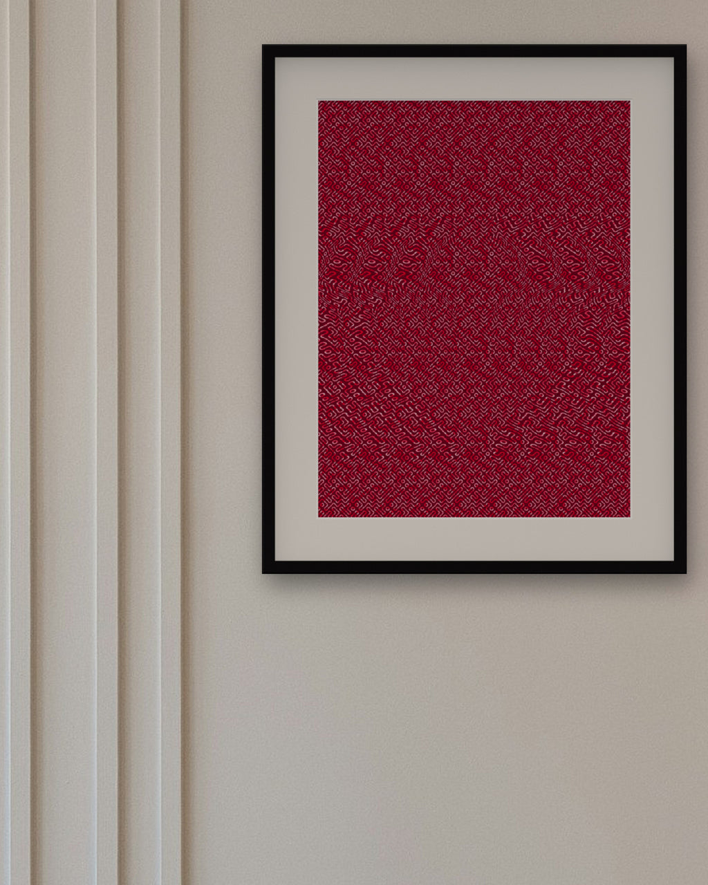Locked Heart Promise hidden 3D art print, framed in a panelled dining room