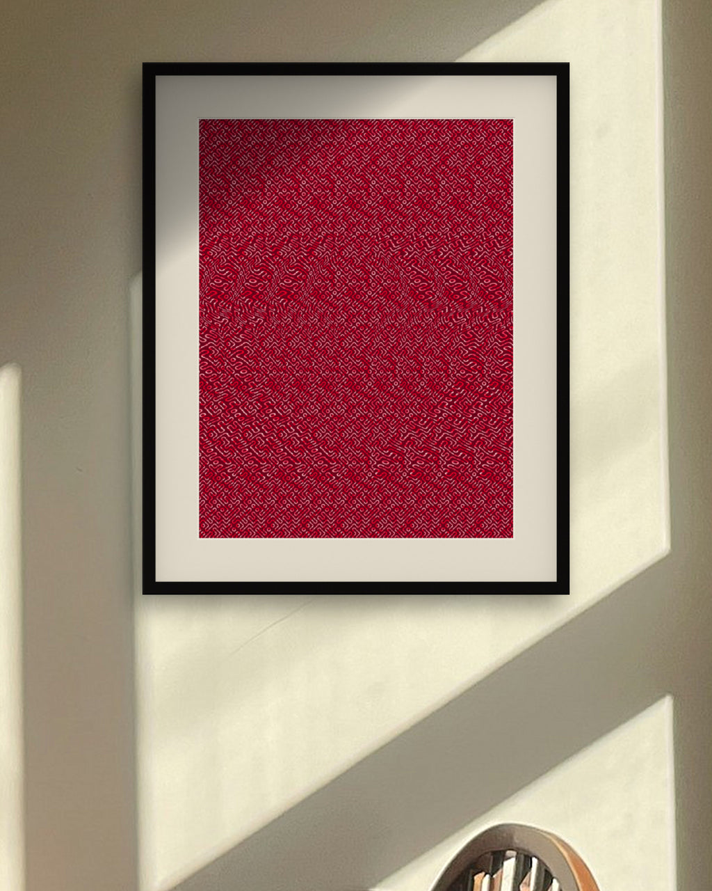 Locked Heart Promise hidden 3D art print, framed in a sunlit dining nook