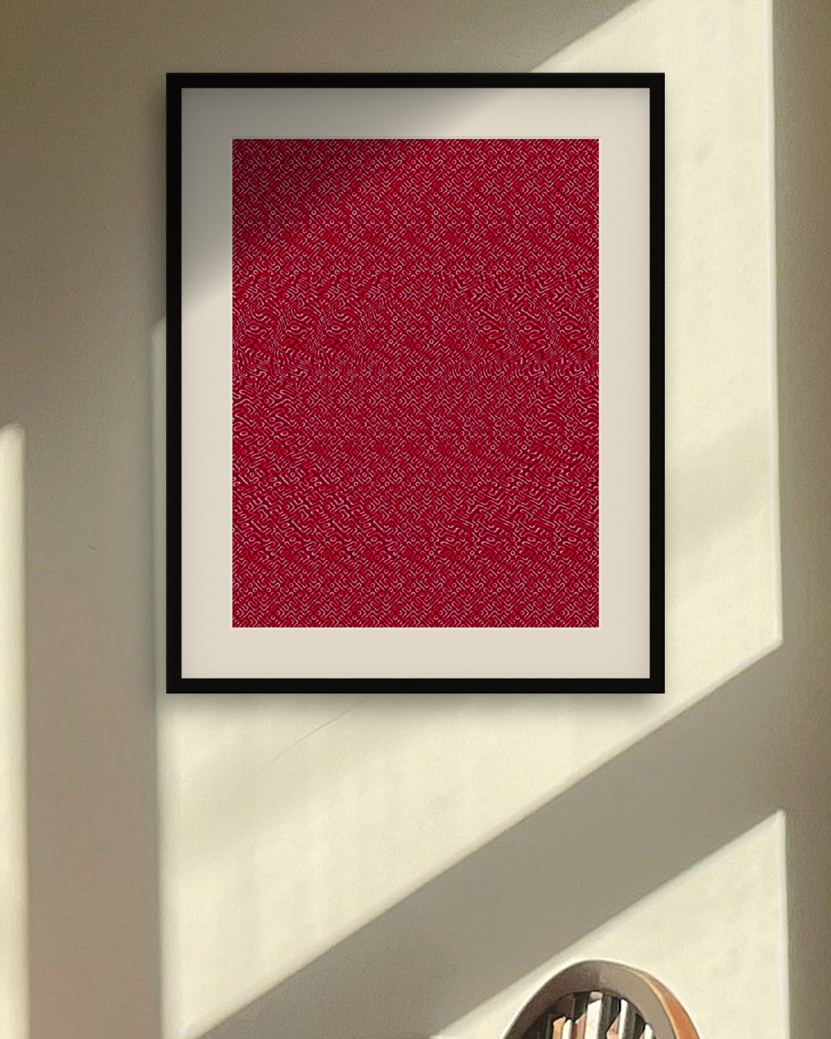 Locked Heart Promise hidden 3D art print, framed in a sunlit dining nook