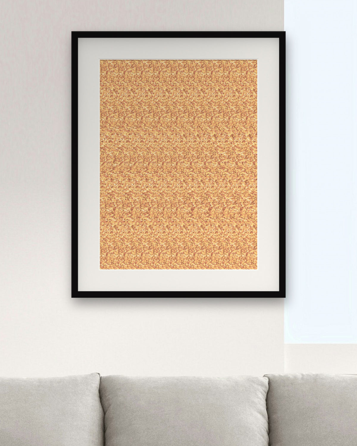Forest Mushroom Hideaway hidden 3D art print, framed in a modern living room