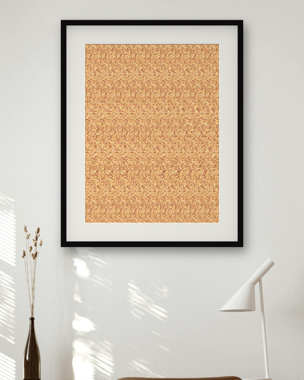 Forest Mushroom Hideaway hidden 3D art print, framed in a home office
