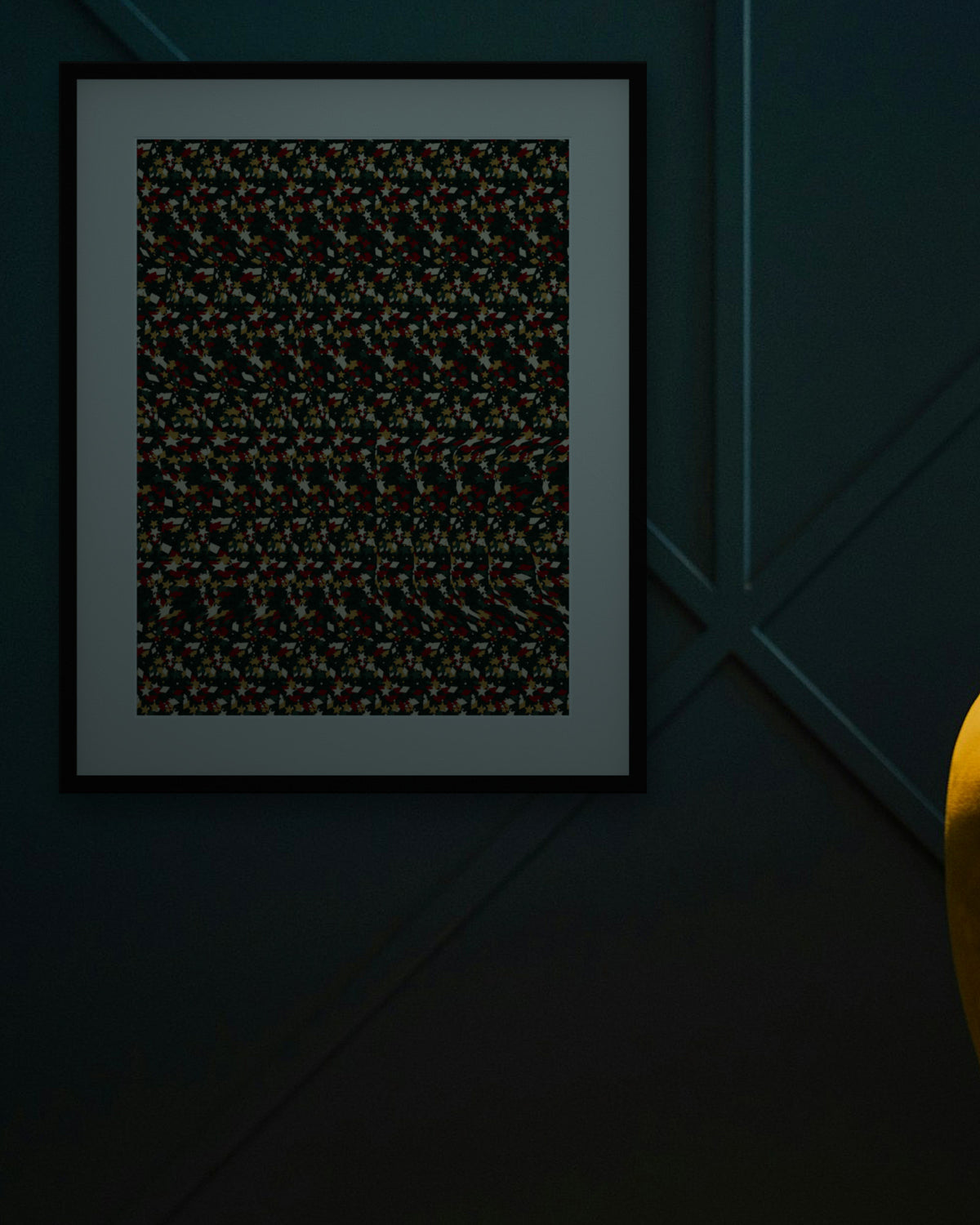 Strike Night Bowling hidden 3D art print, framed in a dark luxury lounge