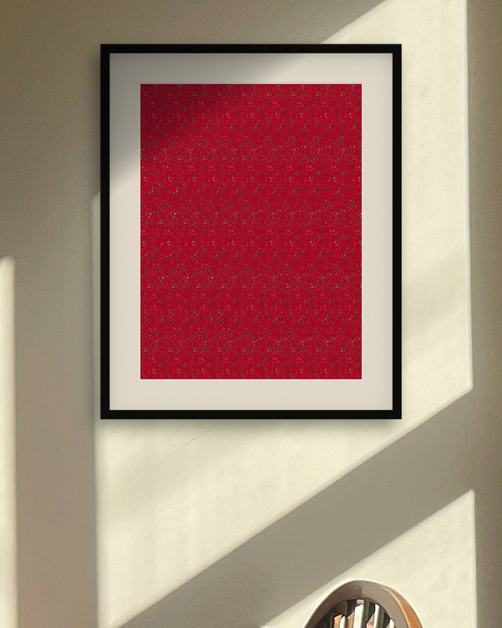 Sky-High Hot Air Balloon hidden 3D art print, framed in a sunlit dining nook