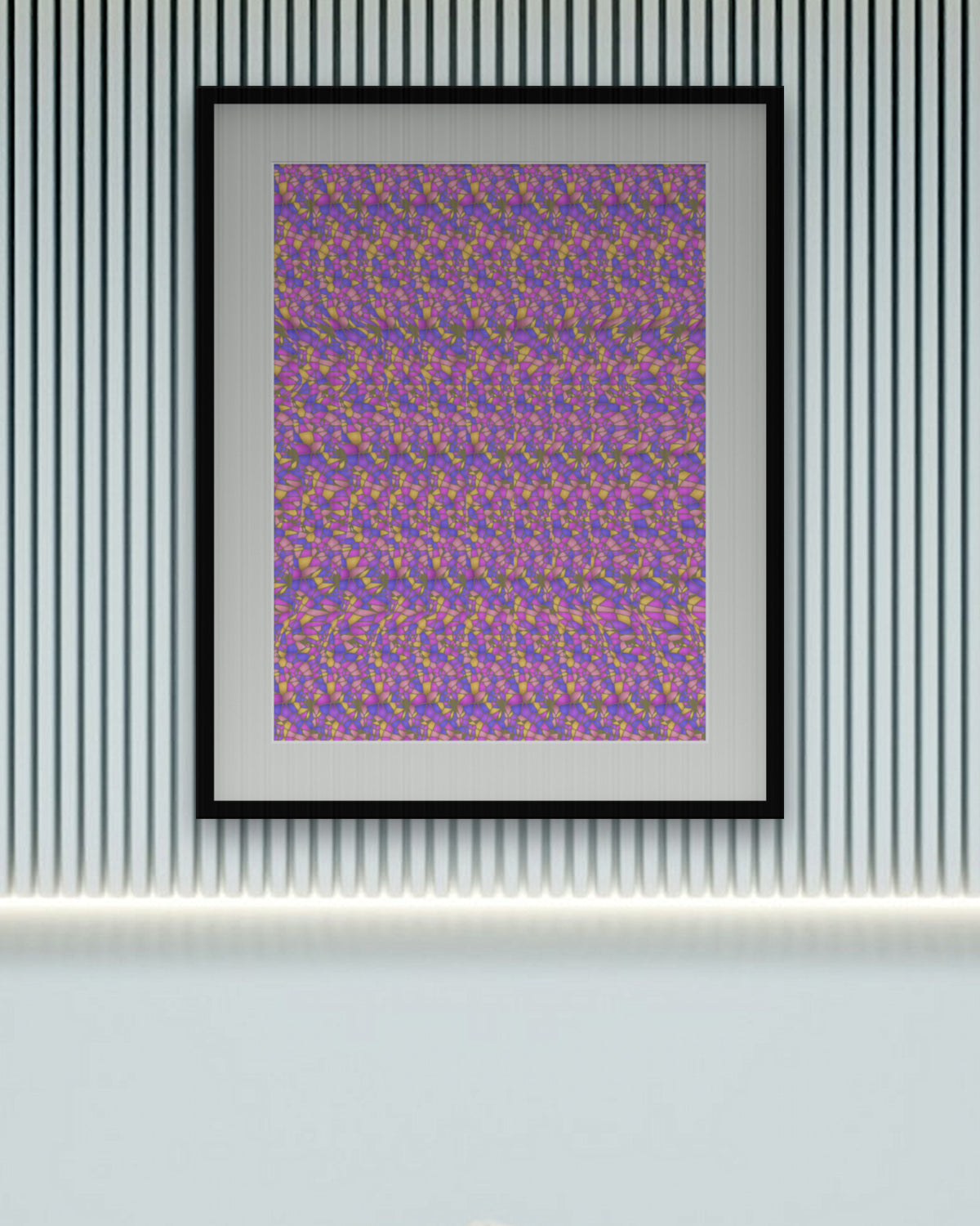 Midnight Alarm Clock hidden 3D art print, framed in a calm bedroom