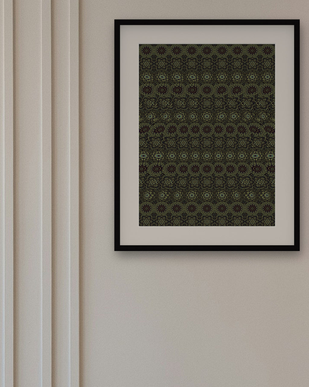 Bubbling Cauldron Brew hidden 3D art print, framed in a panelled dining room