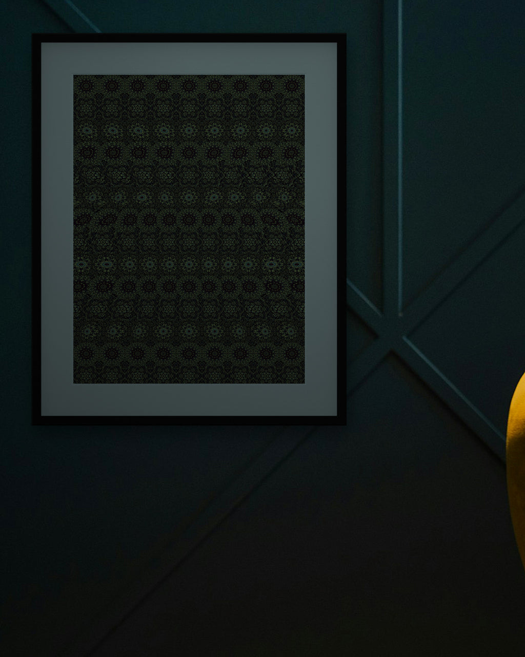 Bubbling Cauldron Brew hidden 3D art print, framed in a dark luxury lounge