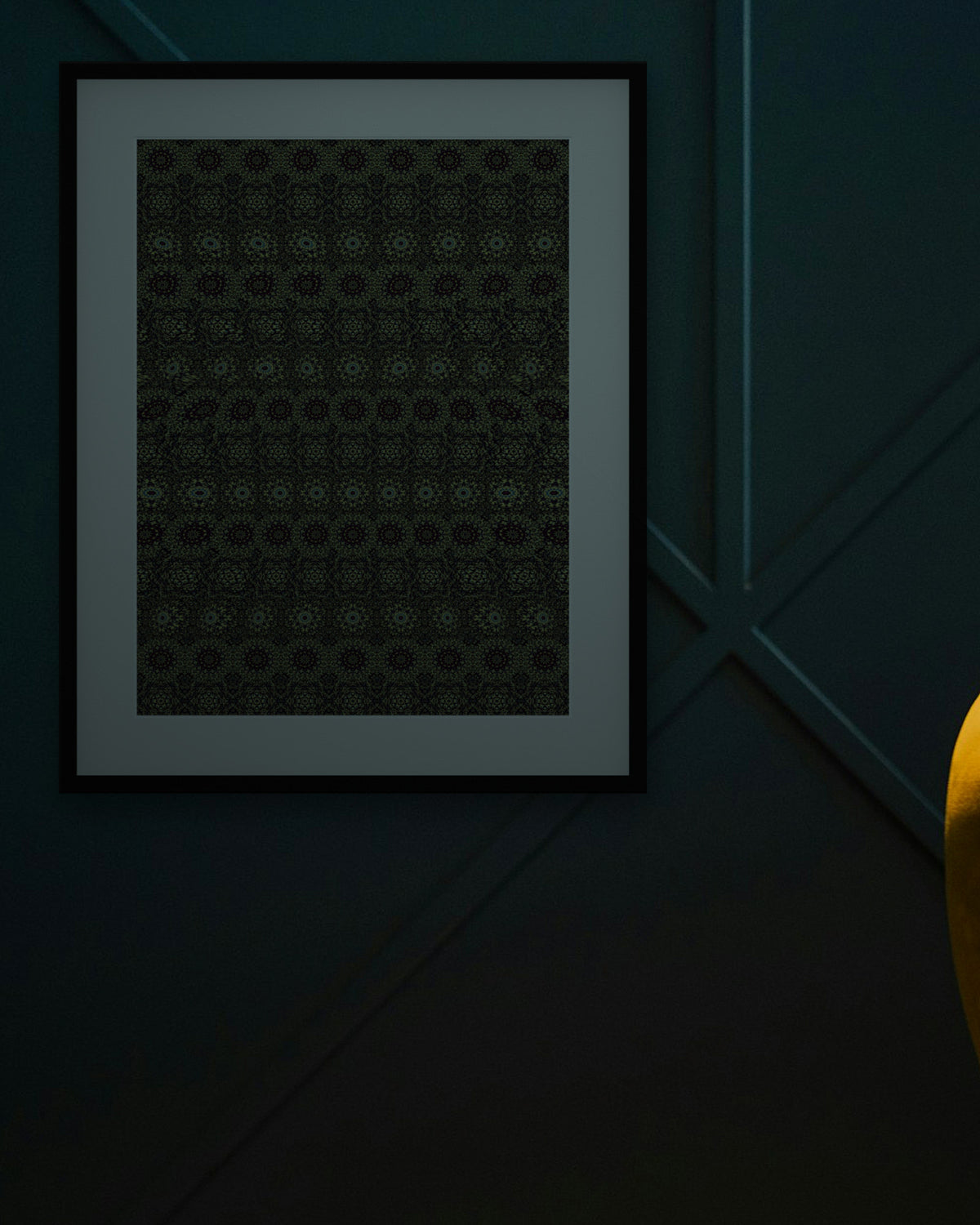 Bubbling Cauldron Brew hidden 3D art print, framed in a dark luxury lounge