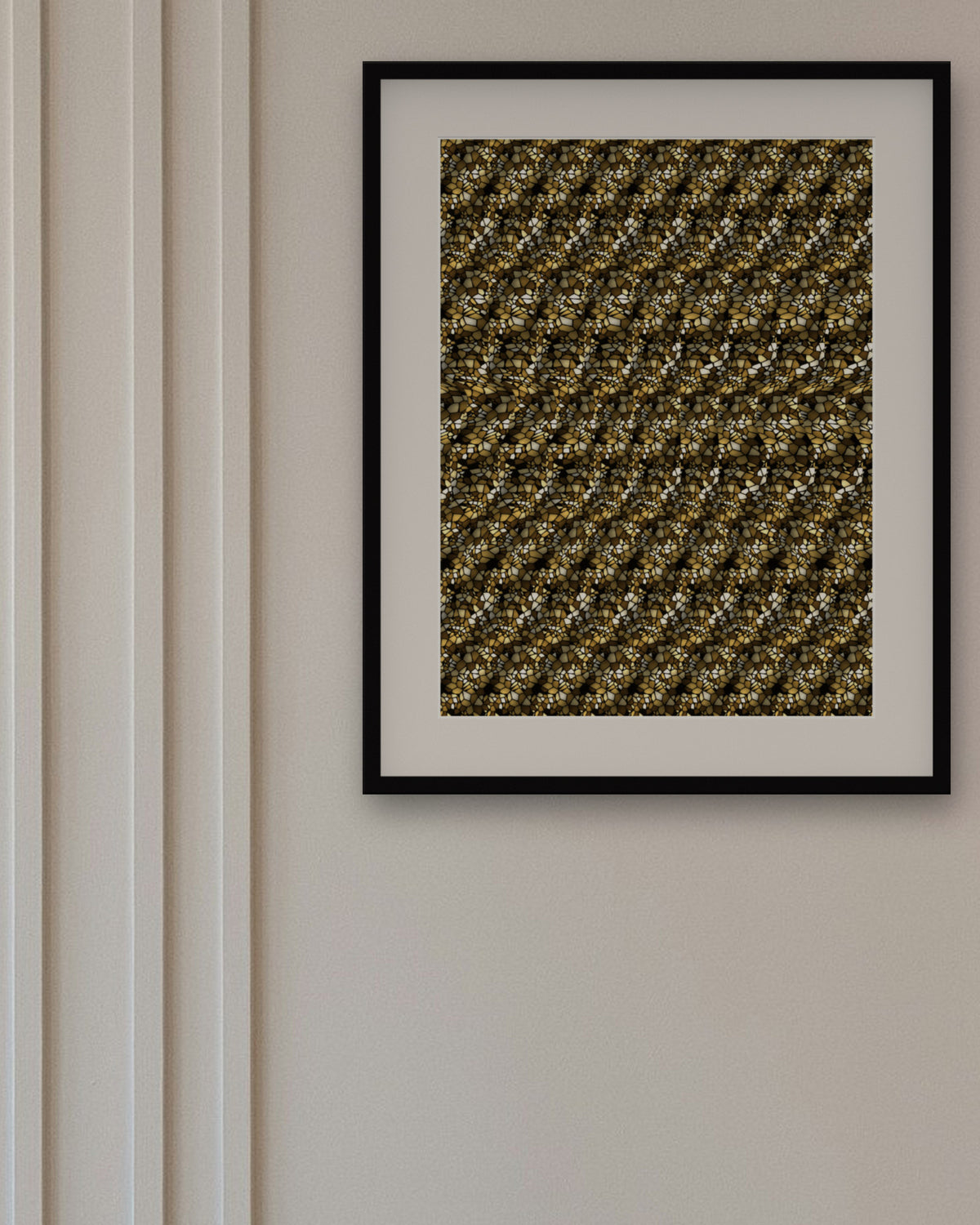 Tide Pool Starfish hidden 3D art print, framed in a panelled dining room