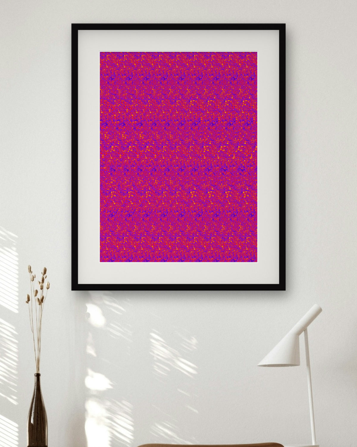 Midnight Raven Flight hidden 3D art print, framed in a home office