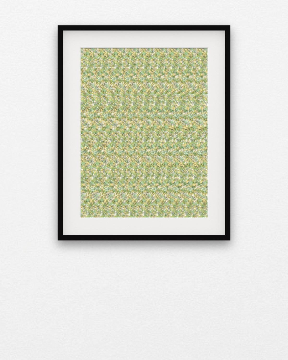 Cuddly Panda Bear hidden 3D image stereogram print in spring and meadow tones, framed on a gallery wall