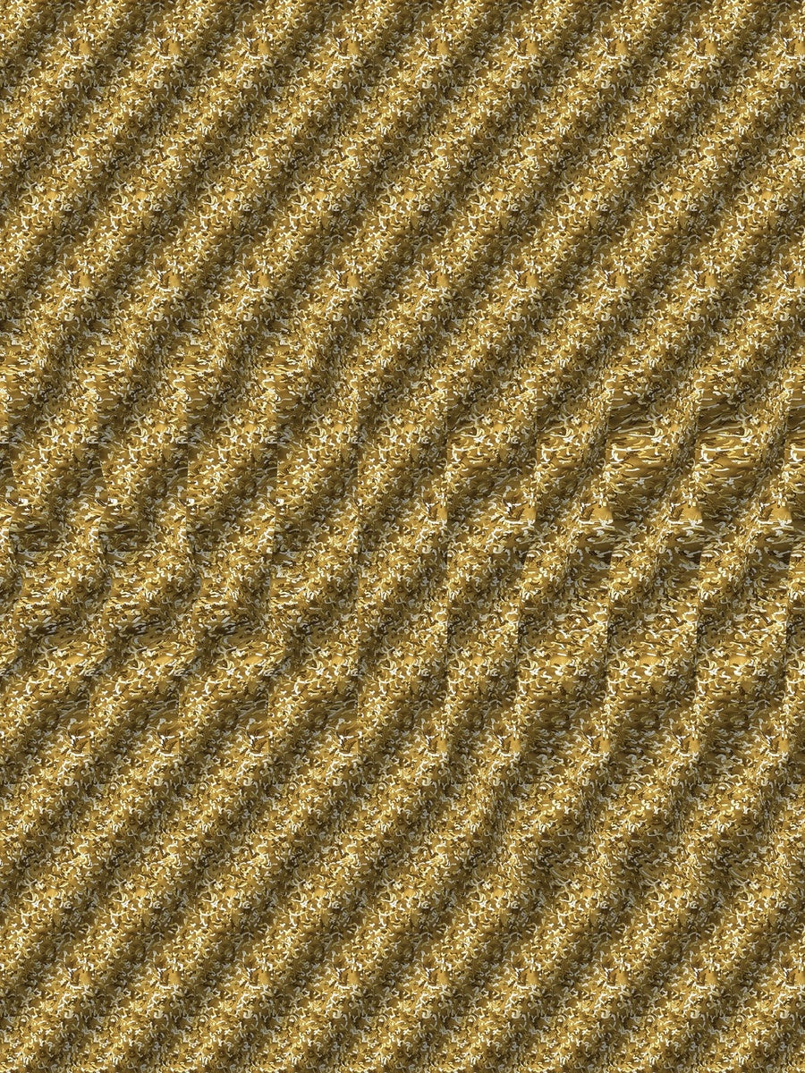 Golden Harvest Corn hidden 3D image stereogram print in metallic and gold tones, full pattern flat view
